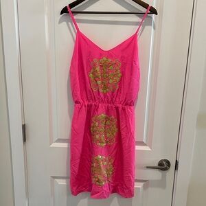 Lilly Pulitzer Pink Dress with Gold Embroidery